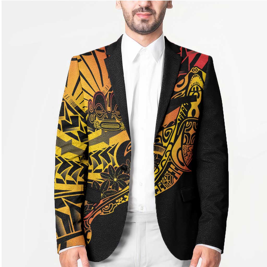 Gradient Marquesas Islands Blazer Marquesan Matatiki Hammerhead Shark Patutiki LT14 - Polynesian Pride