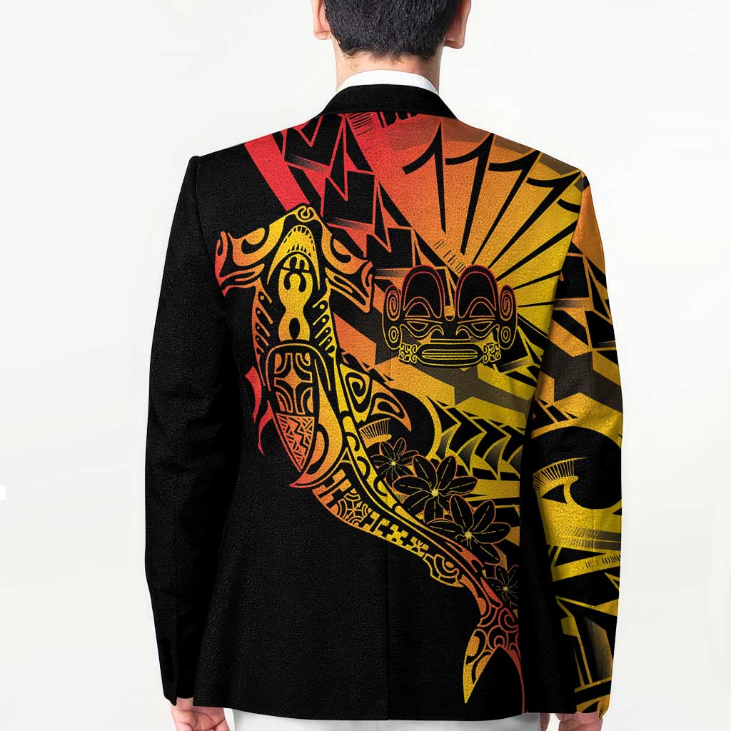 Gradient Marquesas Islands Blazer Marquesan Matatiki Hammerhead Shark Patutiki LT14 - Polynesian Pride