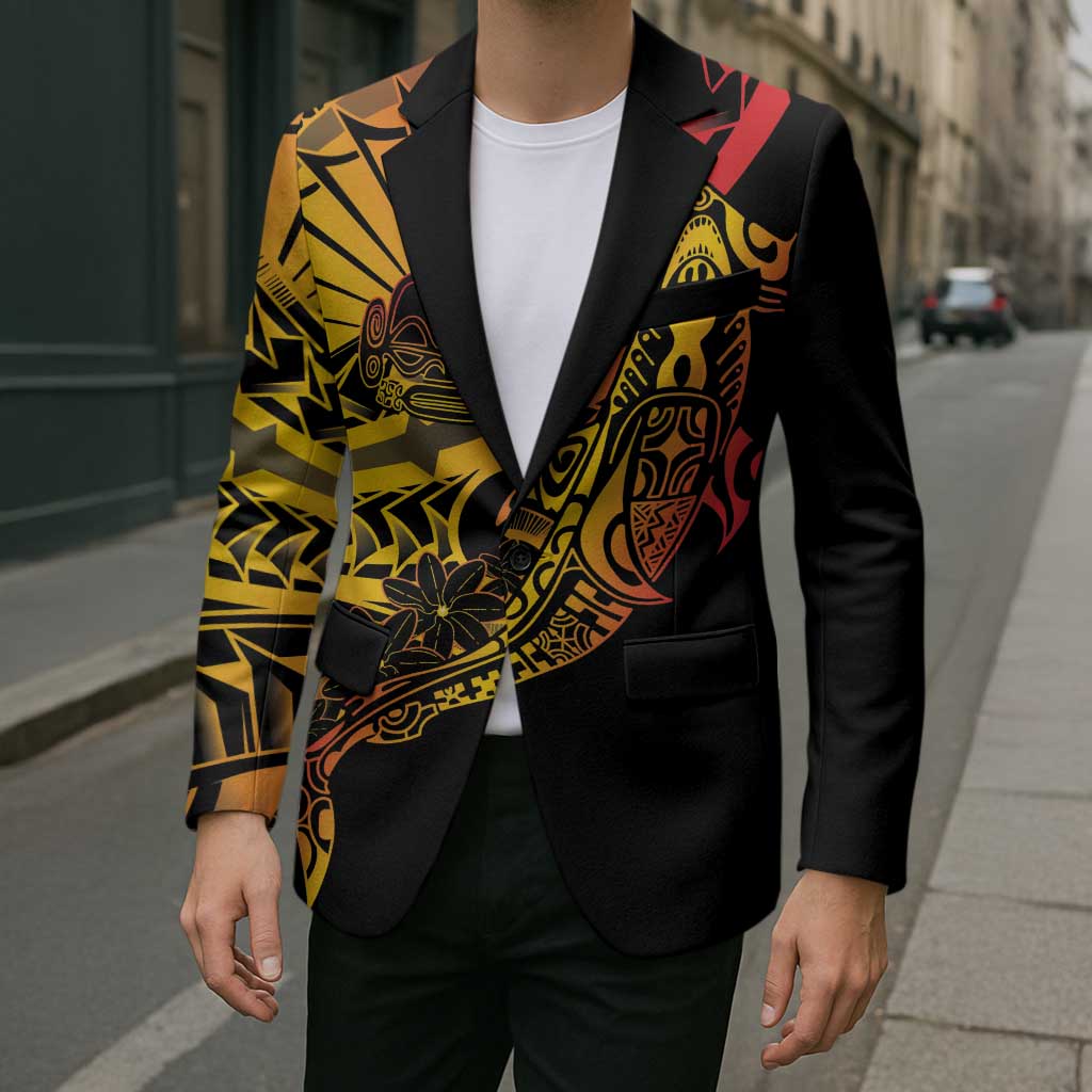 Gradient Marquesas Islands Blazer Marquesan Matatiki Hammerhead Shark Patutiki LT14 - Polynesian Pride