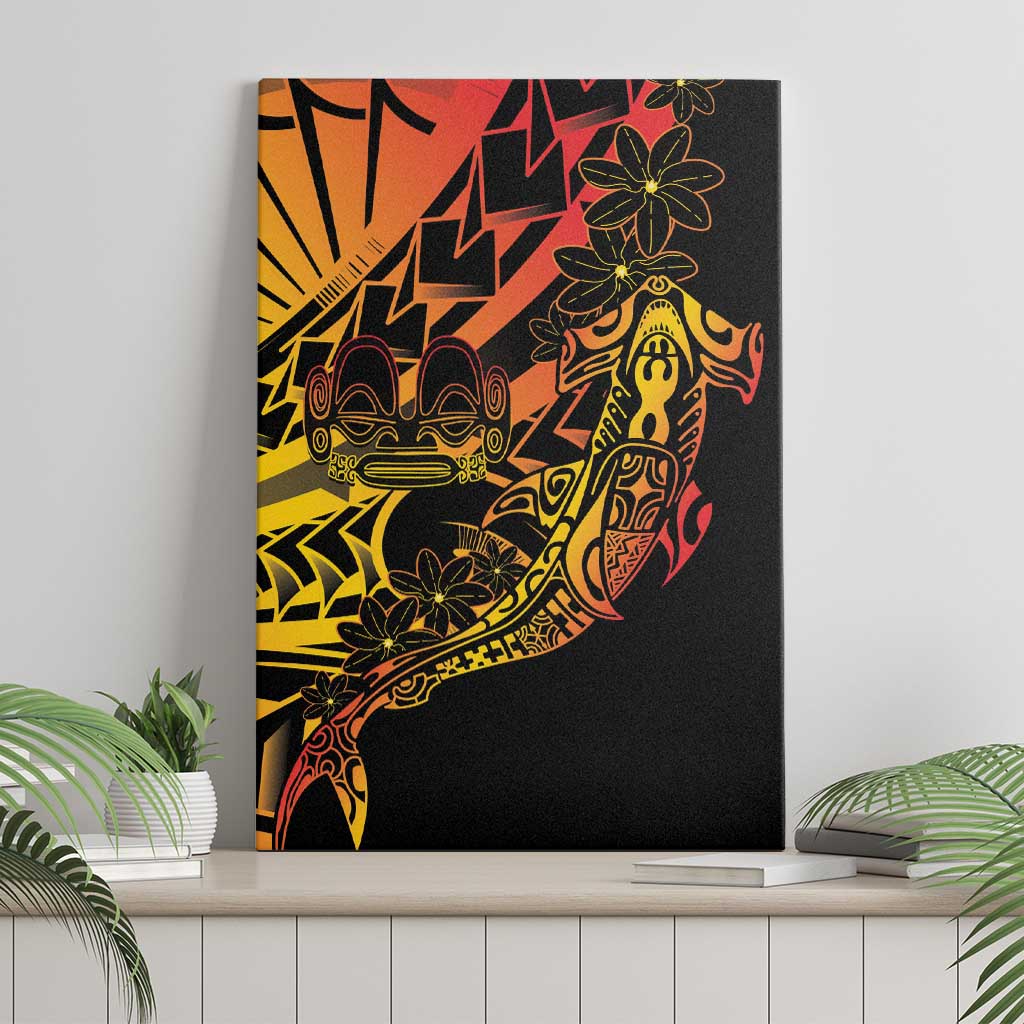 Gradient Marquesas Islands Canvas Wall Art Marquesan Matatiki Hammerhead Shark Patutiki - Polynesian Pride