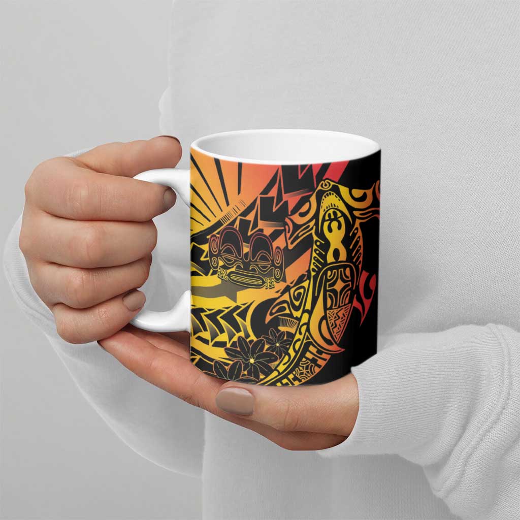 Gradient Marquesas Islands Ceramic Mug Marquesan Matatiki Hammerhead Shark Patutiki - Polynesian Pride