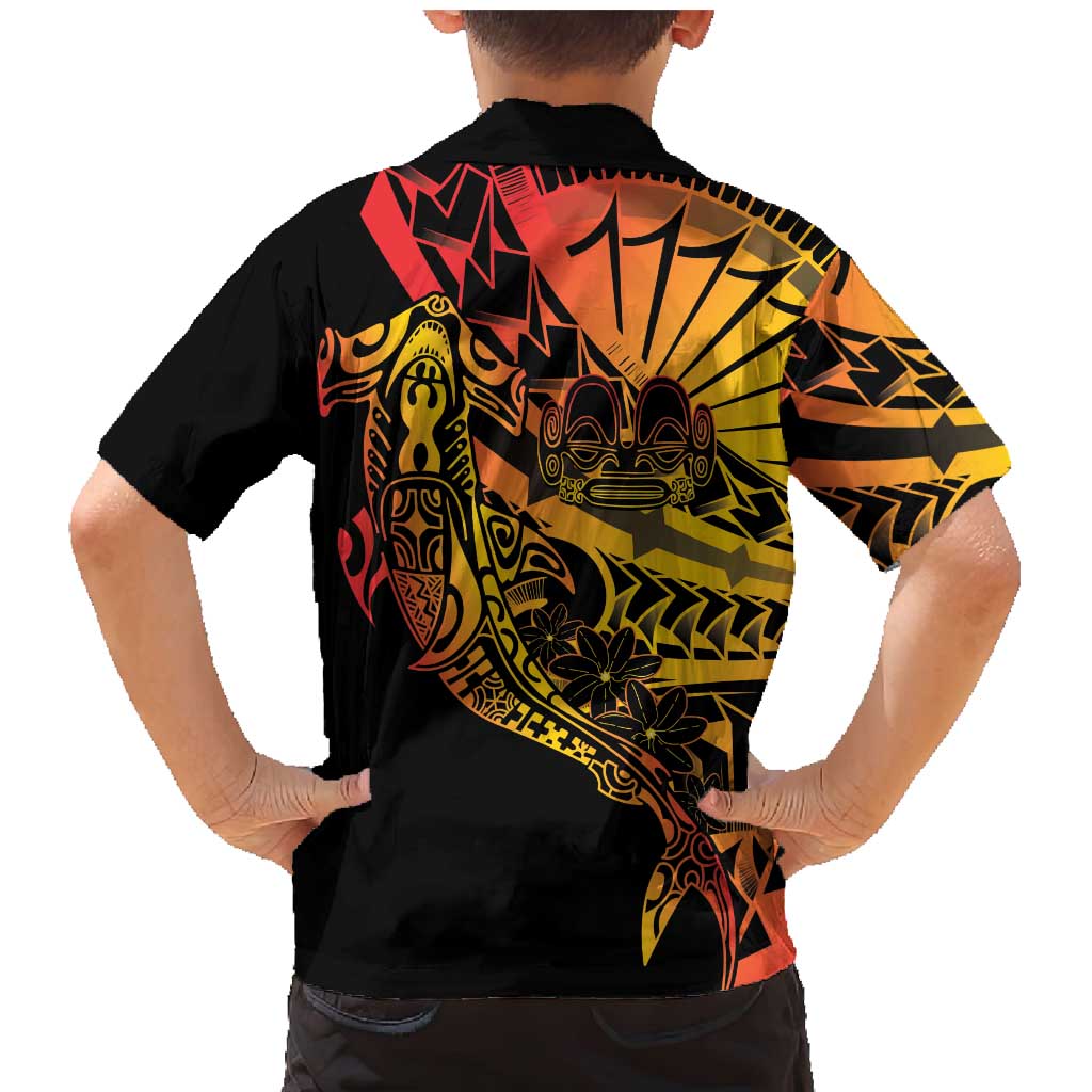 Gradient Marquesas Islands Family Matching Mermaid Dress and Hawaiian Shirt Marquesan Matatiki Hammerhead Shark Patutiki - Polynesian Pride