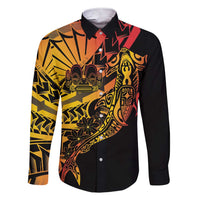 Gradient Marquesas Islands Family Matching Short Sleeve Bodycon Dress and Hawaiian Shirt Marquesan Matatiki Hammerhead Shark Patutiki - Polynesian Pride