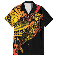 Gradient Marquesas Islands Family Matching Summer Maxi Dress and Hawaiian Shirt Marquesan Matatiki Hammerhead Shark Patutiki - Polynesian Pride