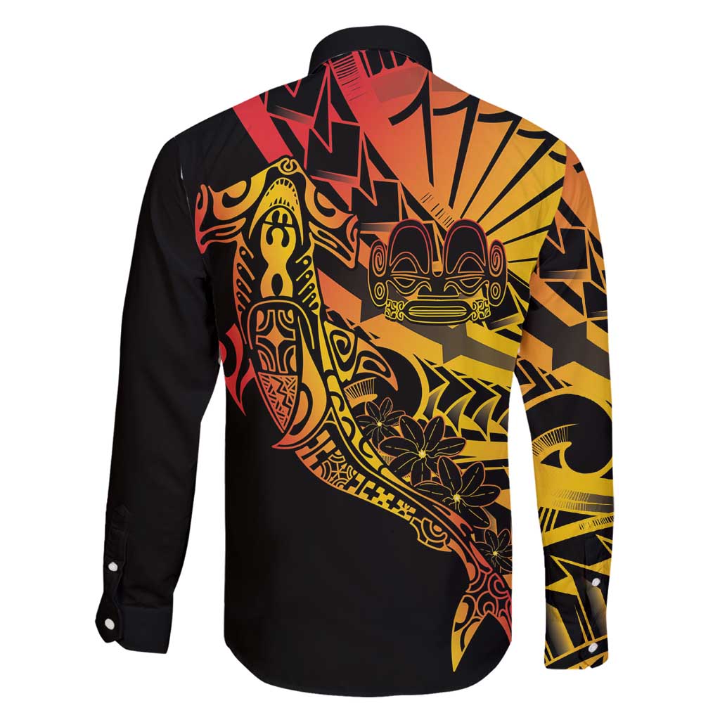 Gradient Marquesas Islands Family Matching Tank Maxi Dress and Hawaiian Shirt Marquesan Matatiki Hammerhead Shark Patutiki - Polynesian Pride