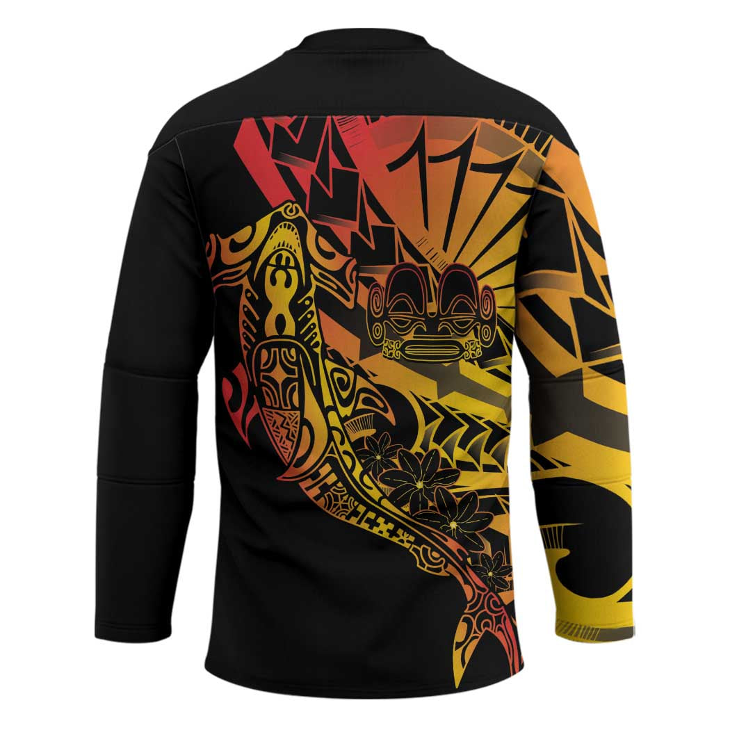 Gradient Marquesas Islands Hockey Jersey Marquesan Matatiki Hammerhead Shark Patutiki - Polynesian Pride