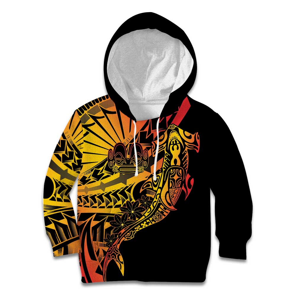 Gradient Marquesas Islands Kid Hoodie Marquesan Matatiki Hammerhead Shark Patutiki - Polynesian Pride