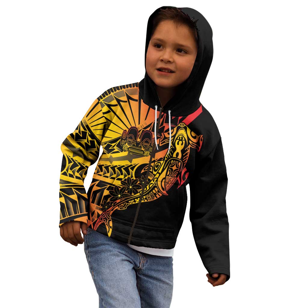 Gradient Marquesas Islands Kid Hoodie Marquesan Matatiki Hammerhead Shark Patutiki - Polynesian Pride