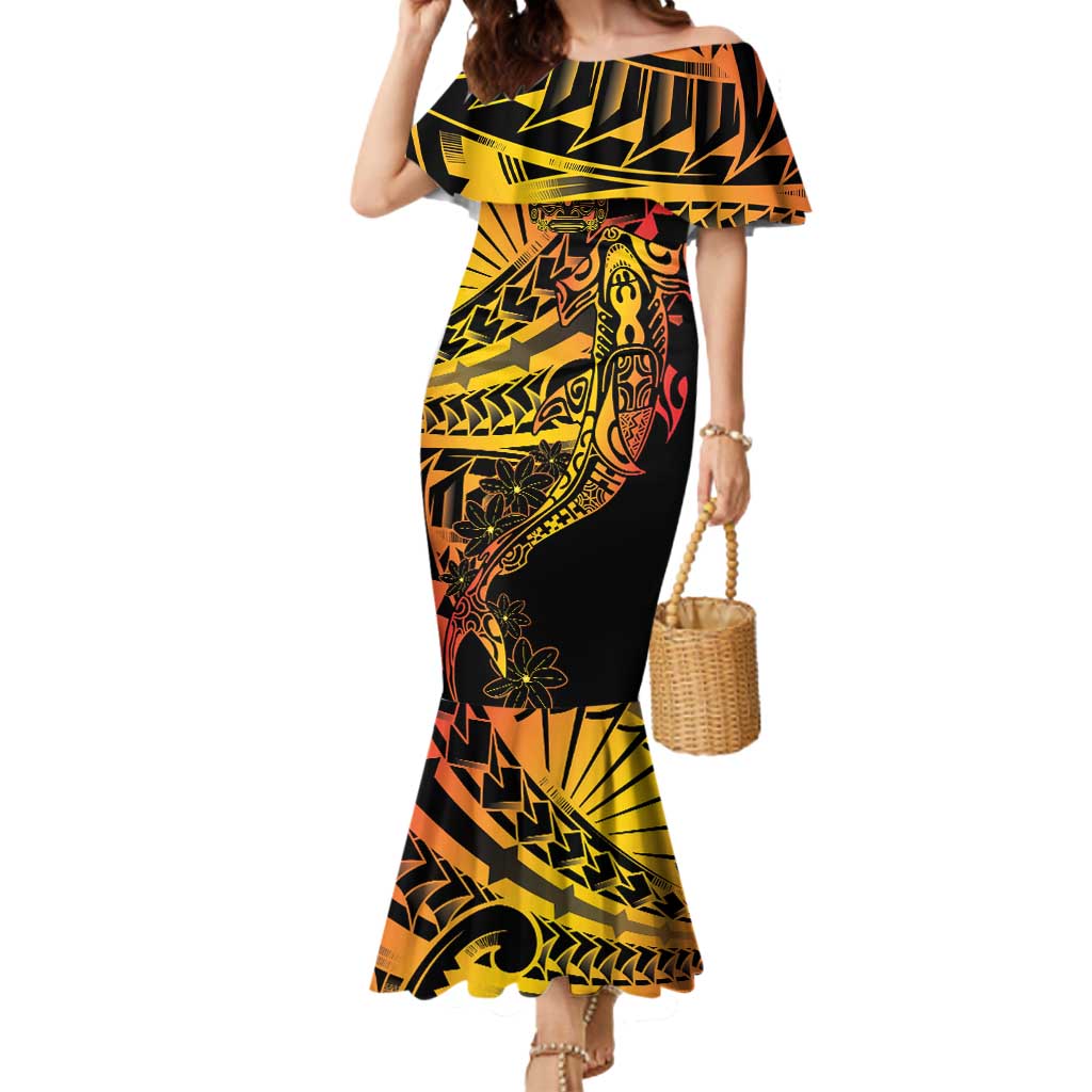 Gradient Marquesas Islands Mermaid Dress Marquesan Matatiki Hammerhead Shark Patutiki - Polynesian Pride
