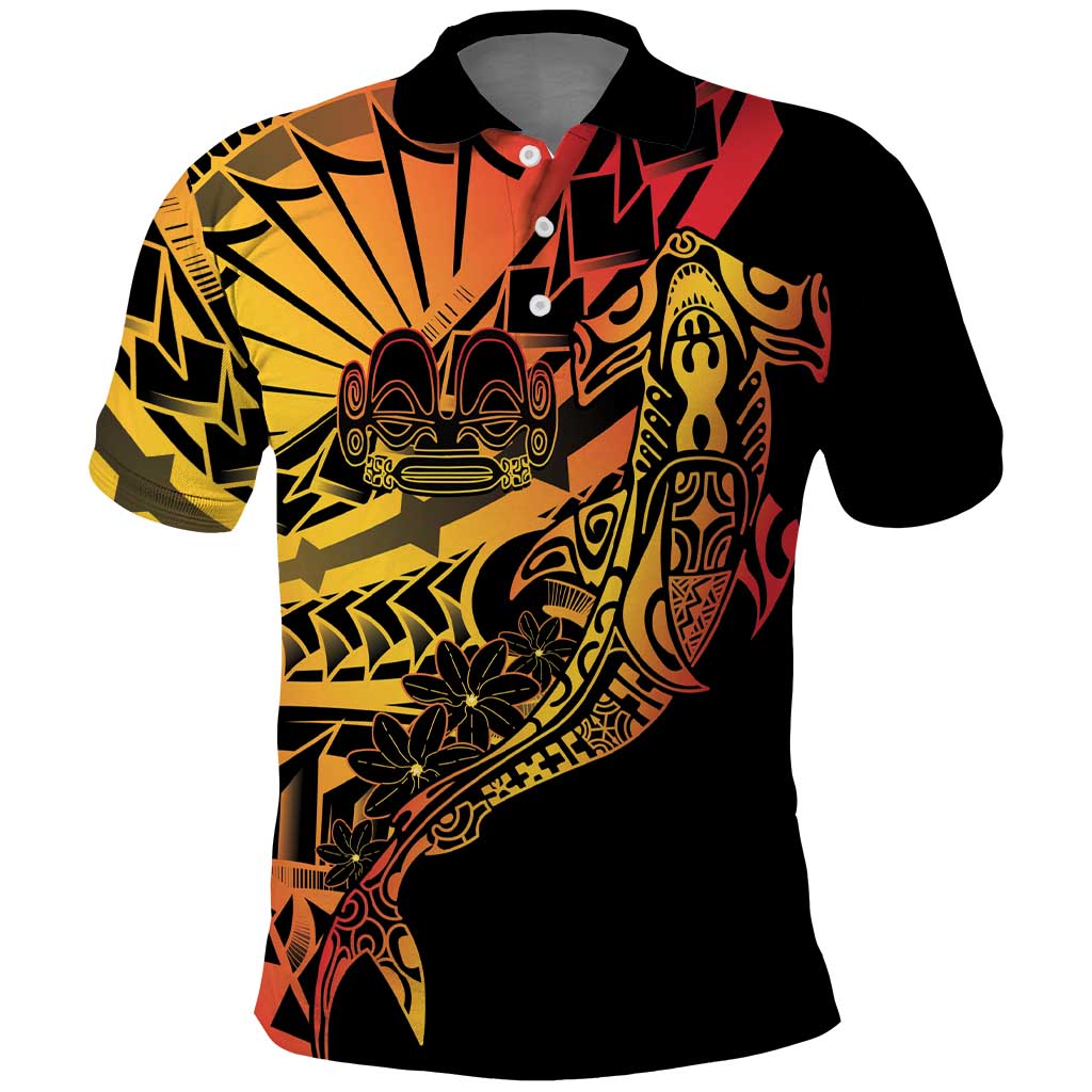 Gradient Marquesas Islands Polo Shirt Marquesan Matatiki Hammerhead Shark Patutiki - Polynesian Pride