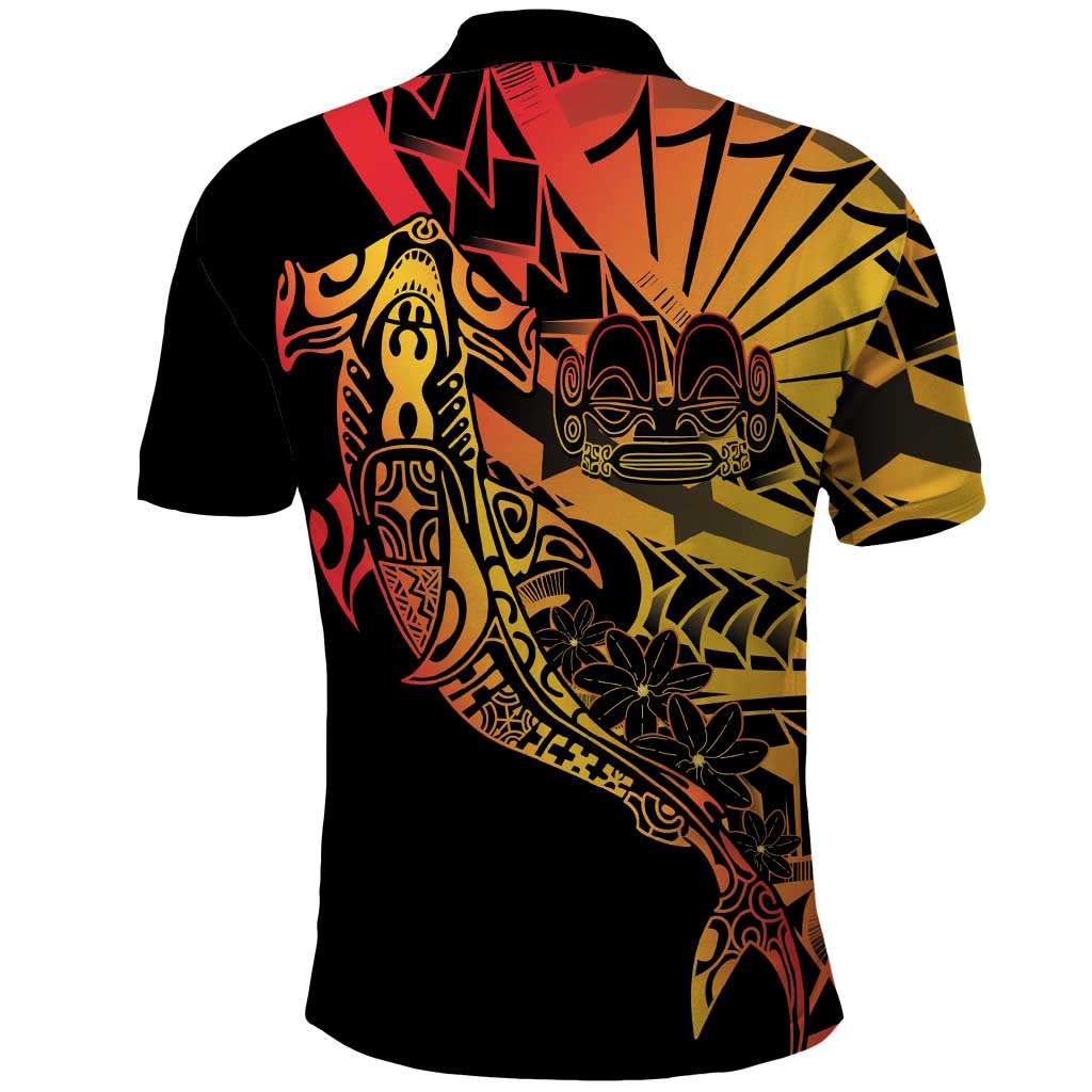 Gradient Marquesas Islands Polo Shirt Marquesan Matatiki Hammerhead Shark Patutiki - Polynesian Pride