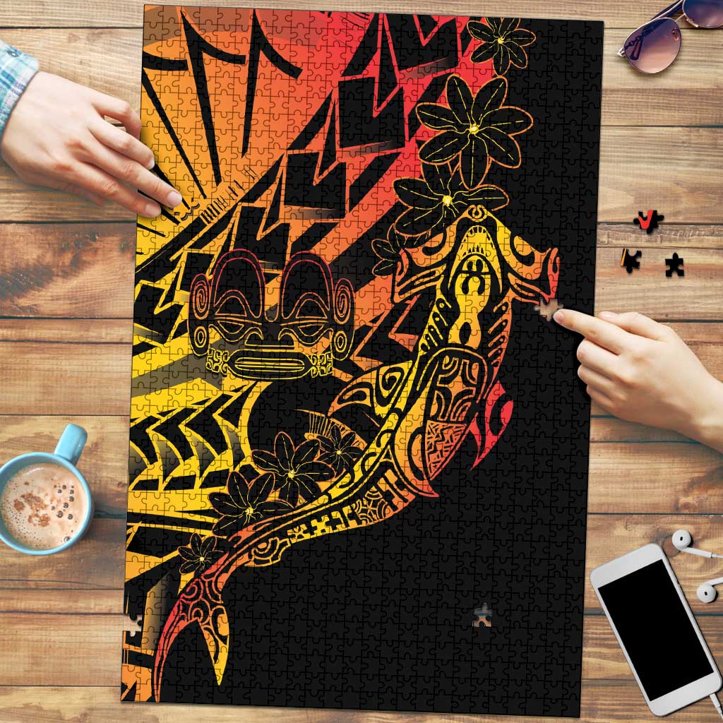 Gradient Marquesas Islands Puzzle Marquesan Matatiki Hammerhead Shark Patutiki LT14 Yellow - Polynesian Pride
