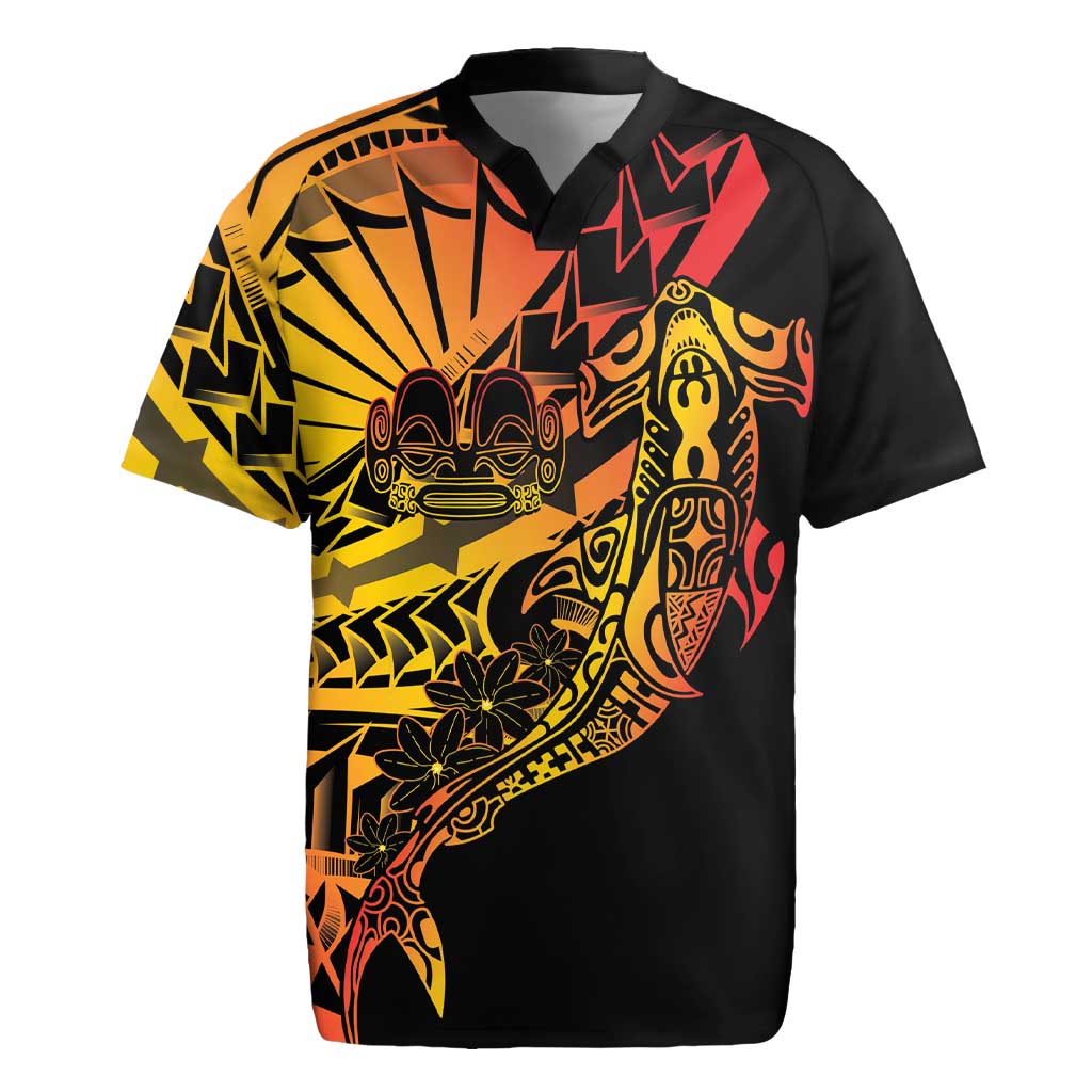 Gradient Marquesas Islands Rugby Jersey Marquesan Matatiki Hammerhead Shark Patutiki - Polynesian Pride