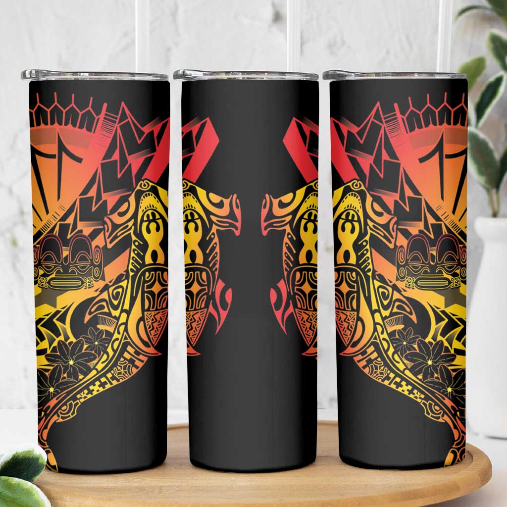Gradient Marquesas Islands Skinny Tumbler Marquesan Matatiki Hammerhead Shark Patutiki - Polynesian Pride