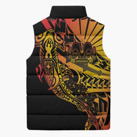 Gradient Marquesas Islands Sleeveless Puffer Jacket Marquesan Matatiki Hammerhead Shark Patutiki - Polynesian Pride