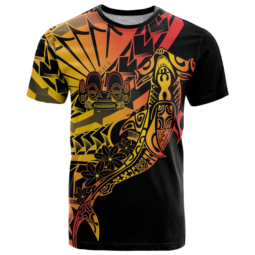 Gradient Marquesas Islands T Shirt Marquesan Matatiki Hammerhead Shark Patutiki - Polynesian Pride