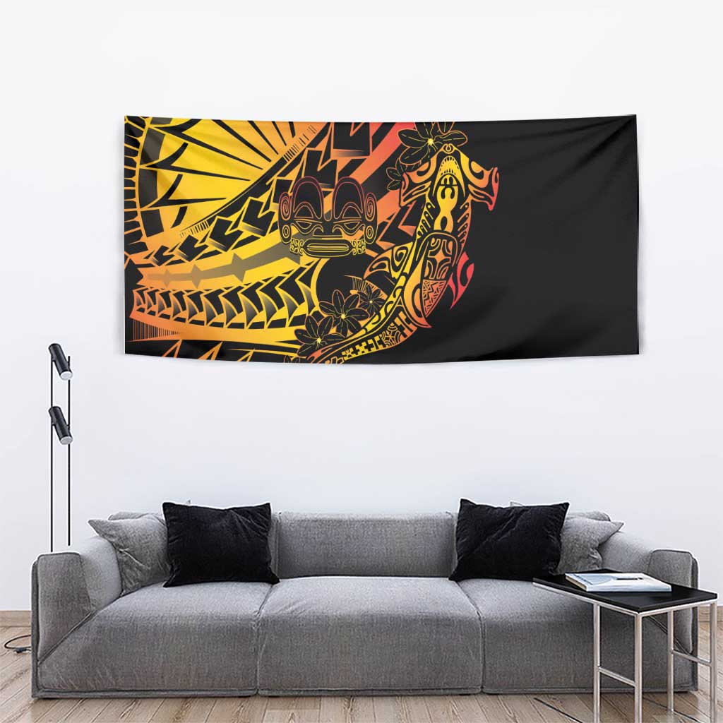 Gradient Marquesas Islands Tapestry Marquesan Matatiki Hammerhead Shark Patutiki - Polynesian Pride