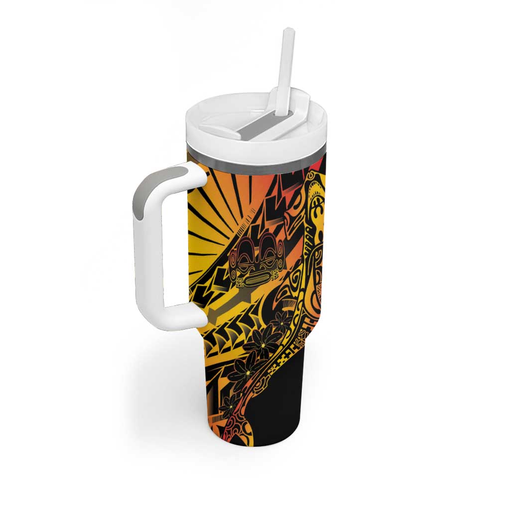 Gradient Marquesas Islands Tumbler With Handle Marquesan Matatiki Hammerhead Shark Patutiki - Polynesian Pride
