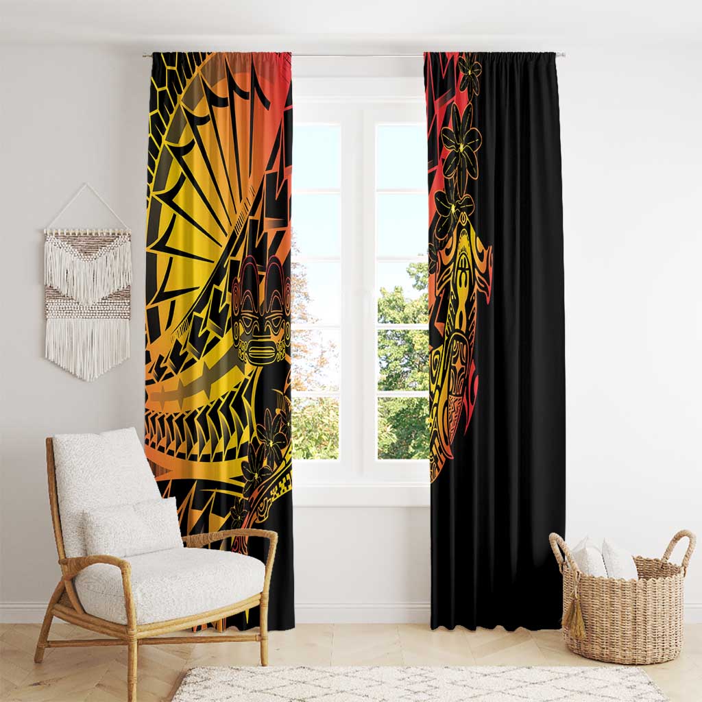 Gradient Marquesas Islands Window Curtain Marquesan Matatiki Hammerhead Shark Patutiki - Polynesian Pride