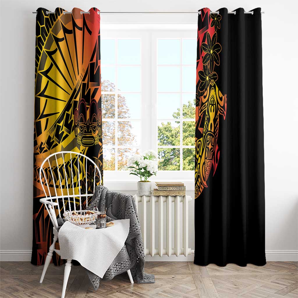 Gradient Marquesas Islands Window Curtain Marquesan Matatiki Hammerhead Shark Patutiki - Polynesian Pride