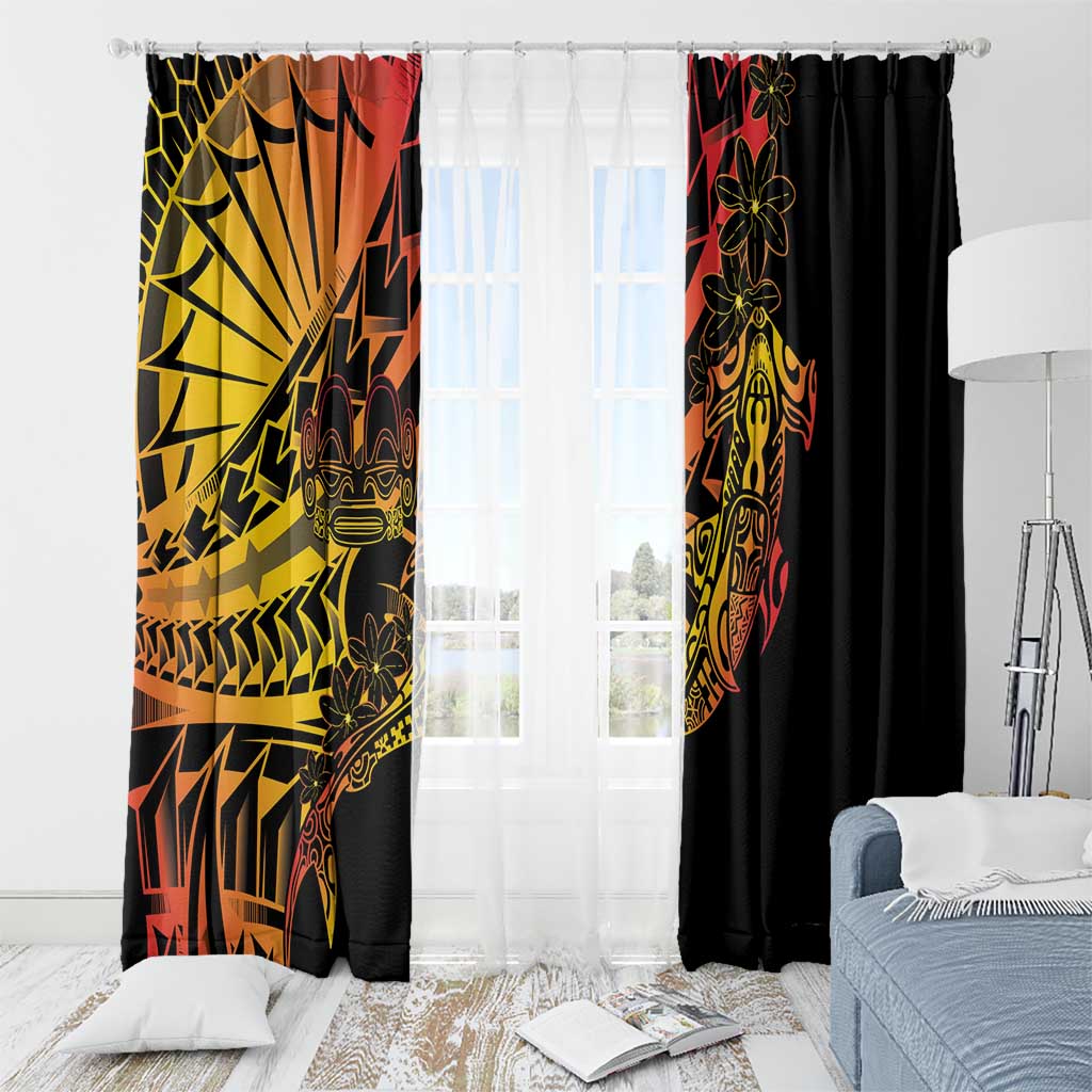 Gradient Marquesas Islands Window Curtain Marquesan Matatiki Hammerhead Shark Patutiki - Polynesian Pride