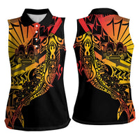 Gradient Marquesas Islands Women Sleeveless Polo Shirt Marquesan Matatiki Hammerhead Shark Patutiki - Polynesian Pride
