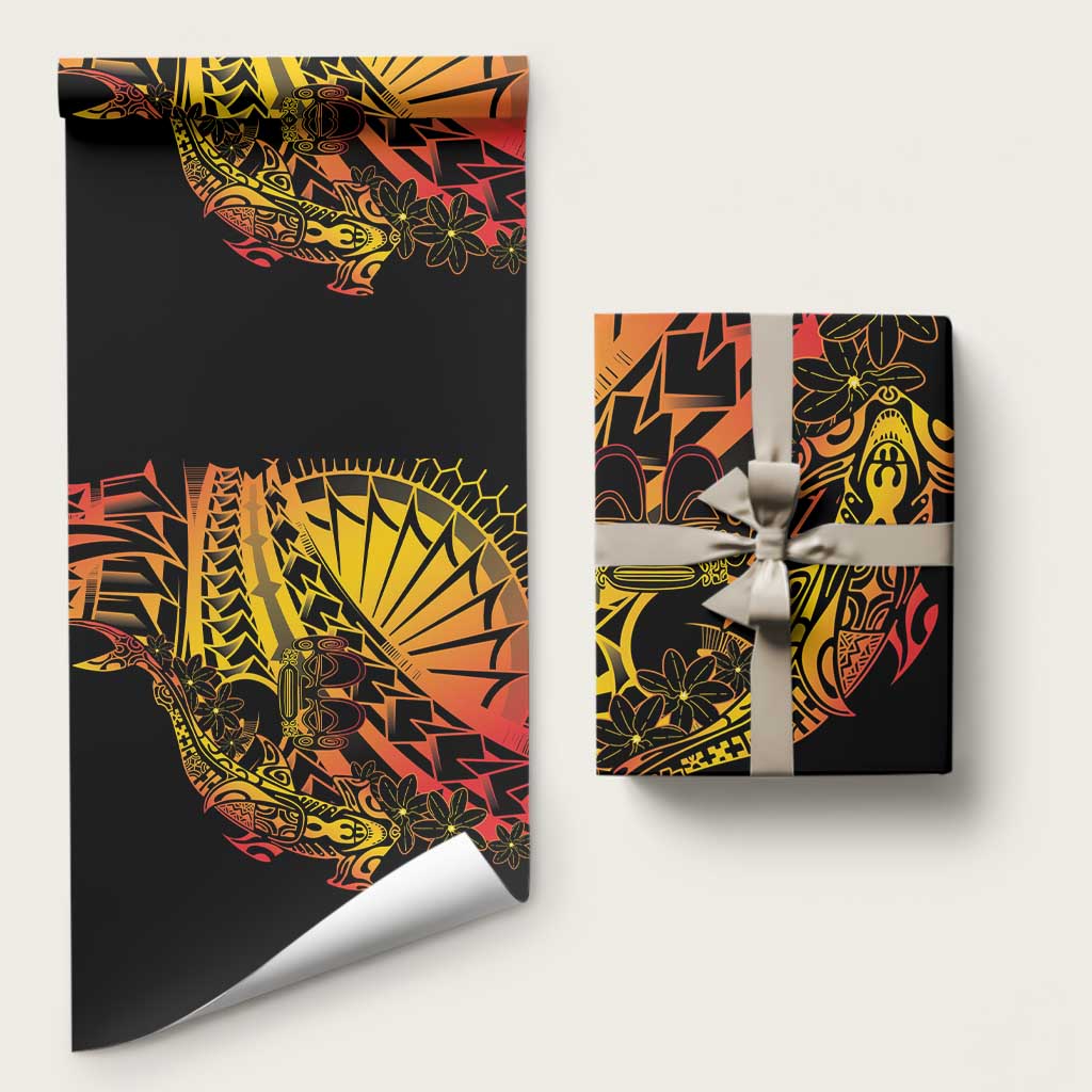 Gradient Marquesas Islands Wrapping Paper Marquesan Matatiki Hammerhead Shark Patutiki - Polynesian Pride