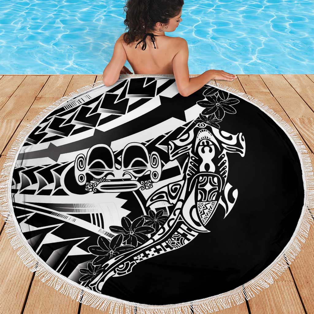 Black White Marquesas Islands Beach Blanket Marquesan Matatiki Hammerhead Shark Patutiki LT14 - Polynesian Pride