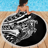 Black White Marquesas Islands Beach Blanket Marquesan Matatiki Hammerhead Shark Patutiki LT14 - Polynesian Pride