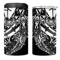 Black White Marquesas Islands 4 in 1 Can Cooler Tumbler Marquesan Matatiki Hammerhead Shark Patutiki - Polynesian Pride