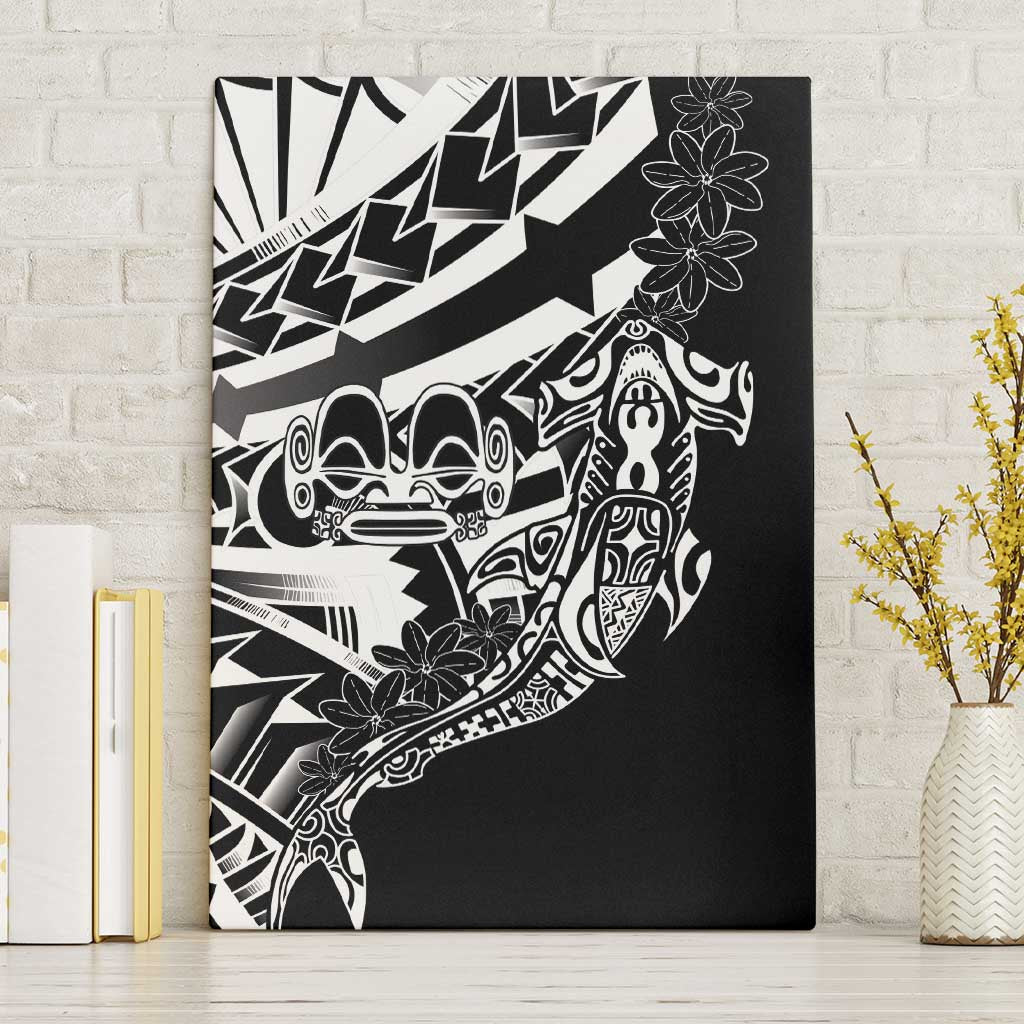 Black White Marquesas Islands Canvas Wall Art Marquesan Matatiki Hammerhead Shark Patutiki LT14 Without Frame Black - Polynesian Pride