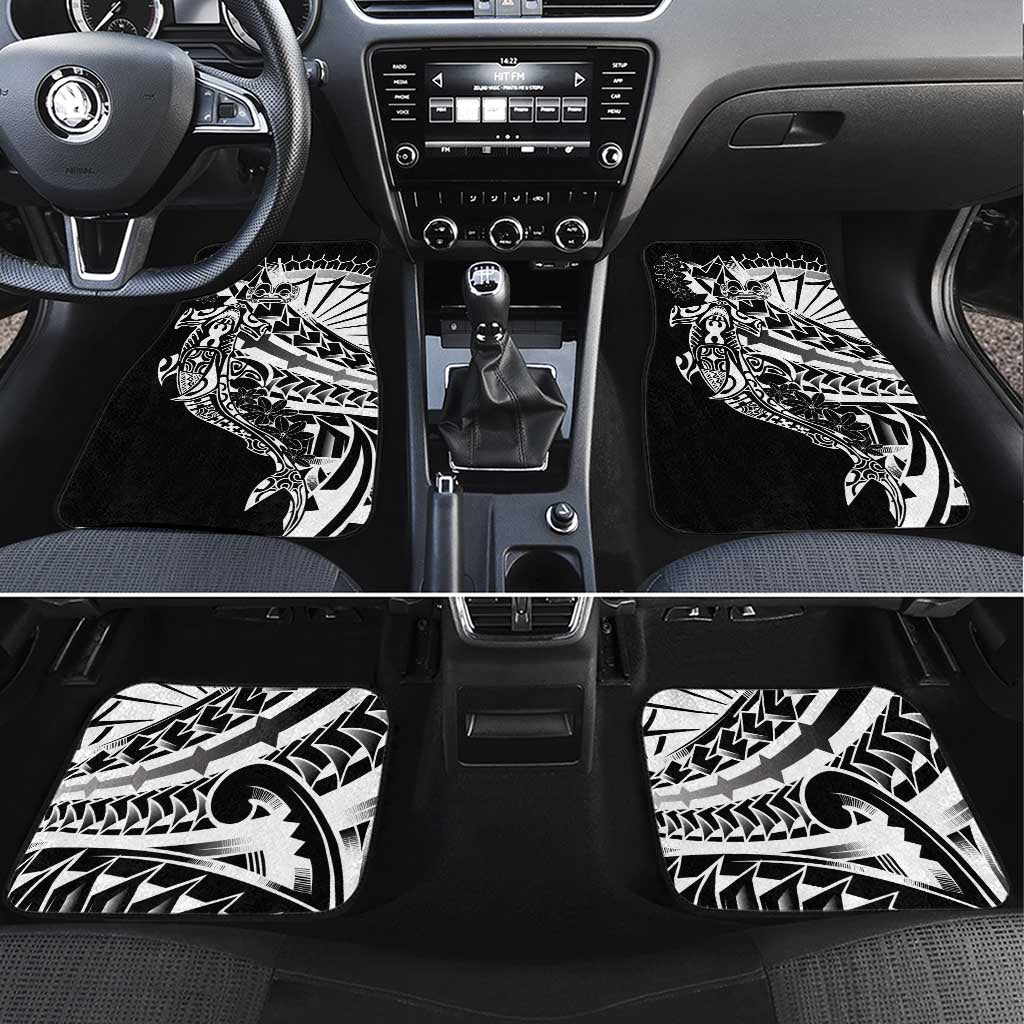 Black White Marquesas Islands Car Mats Marquesan Matatiki Hammerhead Shark Patutiki - Polynesian Pride
