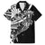 Black White Marquesas Islands Family Matching Long Sleeve Bodycon Dress and Hawaiian Shirt Marquesan Matatiki Hammerhead Shark Patutiki - Polynesian Pride