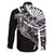 Black White Marquesas Islands Family Matching Long Sleeve Bodycon Dress and Hawaiian Shirt Marquesan Matatiki Hammerhead Shark Patutiki - Polynesian Pride