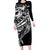 Black White Marquesas Islands Family Matching Long Sleeve Bodycon Dress and Hawaiian Shirt Marquesan Matatiki Hammerhead Shark Patutiki - Polynesian Pride