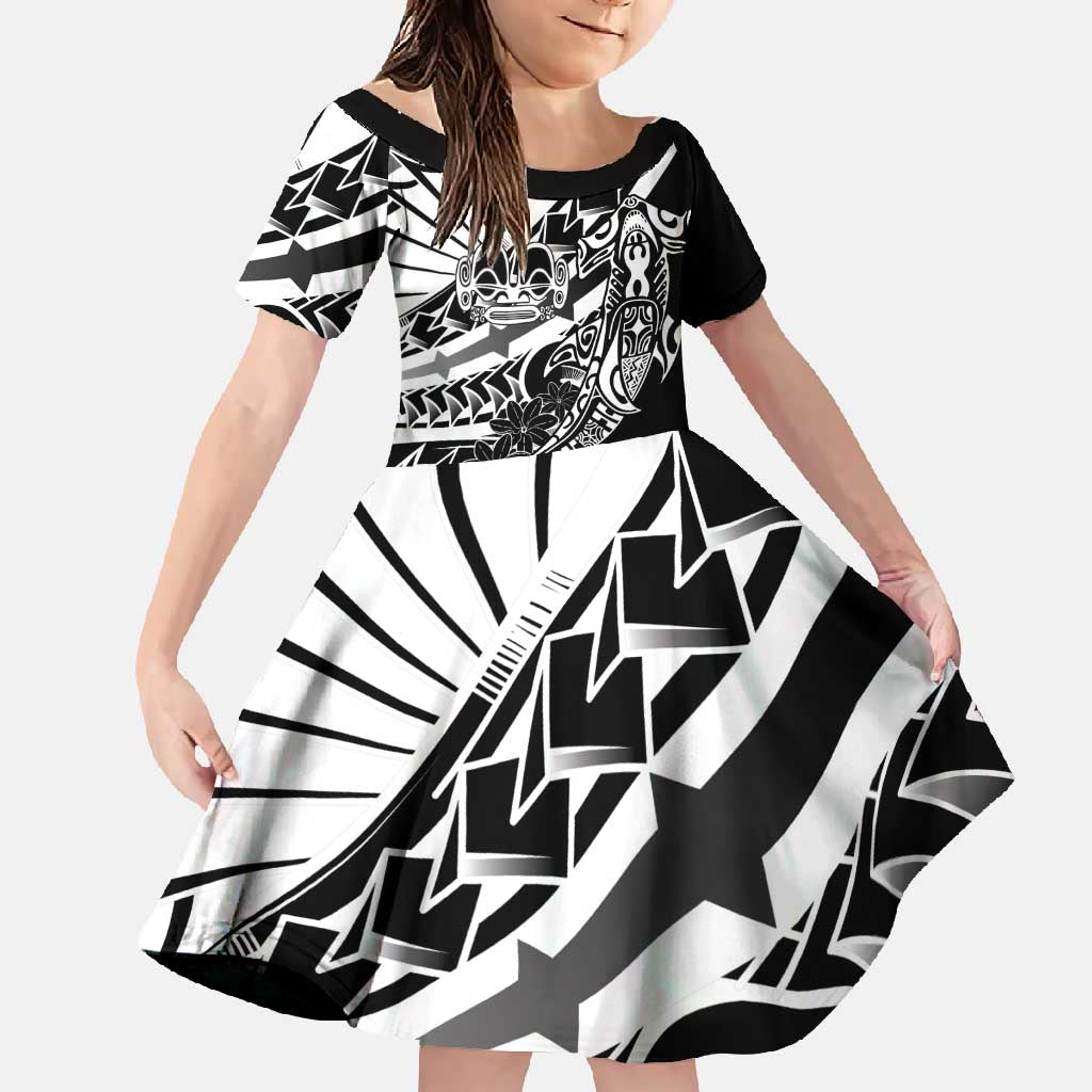 Black White Marquesas Islands Family Matching Tank Maxi Dress and Hawaiian Shirt Marquesan Matatiki Hammerhead Shark Patutiki - Polynesian Pride