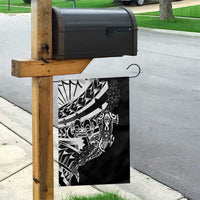 Black White Marquesas Islands Garden Flag Marquesan Matatiki Hammerhead Shark Patutiki - Polynesian Pride