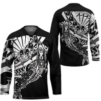Black White Marquesas Islands Hockey Jersey Marquesan Matatiki Hammerhead Shark Patutiki - Polynesian Pride