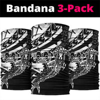 Black White Marquesas Islands Neck Gaiter Marquesan Matatiki Hammerhead Shark Patutiki - Polynesian Pride