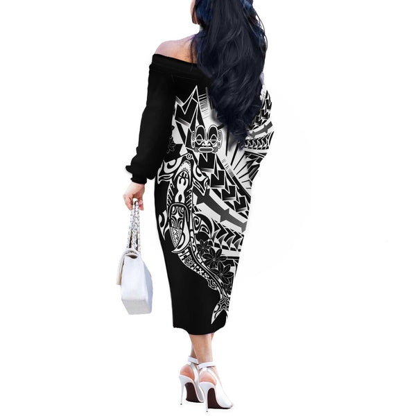 Marquesas Islands Short Sleeve Off The Shoulder Lady Dress Kakau Style Reggae main image 0