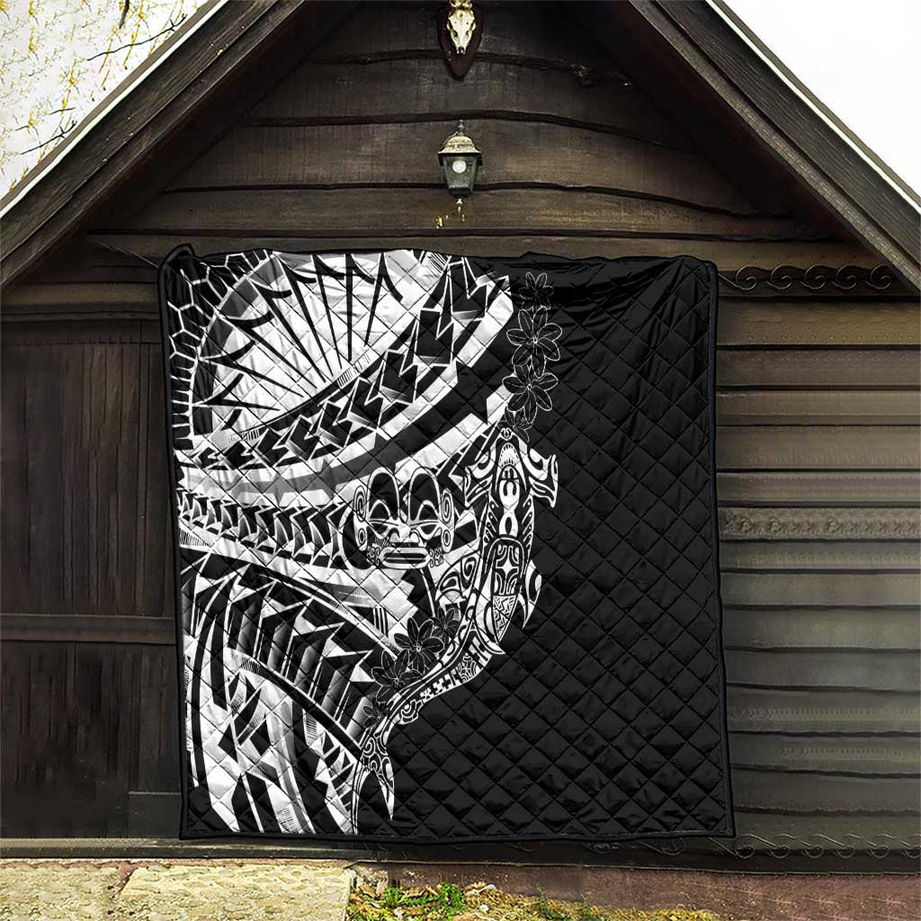 Black White Marquesas Islands Quilt Marquesan Matatiki Hammerhead Shark Patutiki - Polynesian Pride