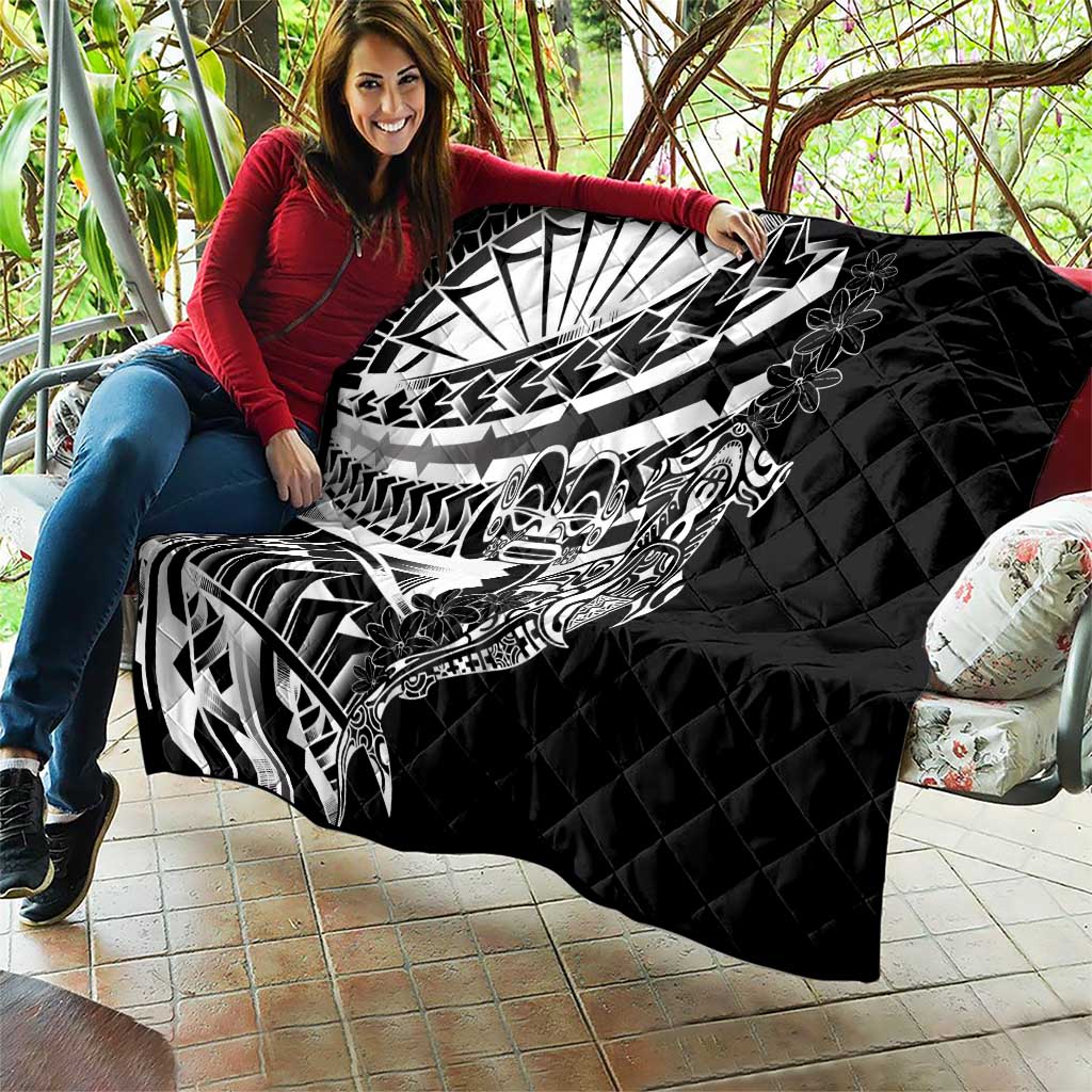 Black White Marquesas Islands Quilt Marquesan Matatiki Hammerhead Shark Patutiki - Polynesian Pride
