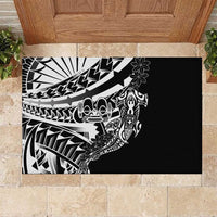 Black White Marquesas Islands Rubber Doormat Marquesan Matatiki Hammerhead Shark Patutiki - Polynesian Pride