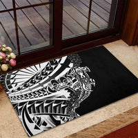 Black White Marquesas Islands Rubber Doormat Marquesan Matatiki Hammerhead Shark Patutiki - Polynesian Pride