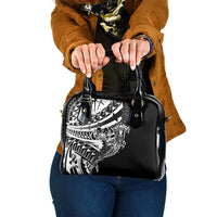 Black White Marquesas Islands Shoulder Handbag Marquesan Matatiki Hammerhead Shark Patutiki LT14 One Size Black - Polynesian Pride