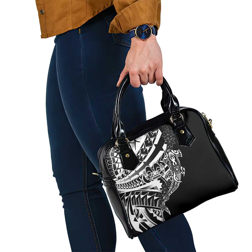 Black White Marquesas Islands Shoulder Handbag Marquesan Matatiki Hammerhead Shark Patutiki LT14 - Polynesian Pride