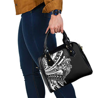 Black White Marquesas Islands Shoulder Handbag Marquesan Matatiki Hammerhead Shark Patutiki LT14 - Polynesian Pride