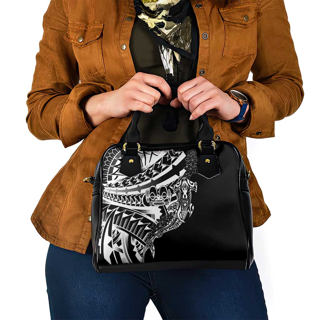 Black White Marquesas Islands Shoulder Handbag Marquesan Matatiki Hammerhead Shark Patutiki LT14 - Polynesian Pride