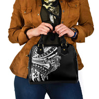 Black White Marquesas Islands Shoulder Handbag Marquesan Matatiki Hammerhead Shark Patutiki LT14 - Polynesian Pride