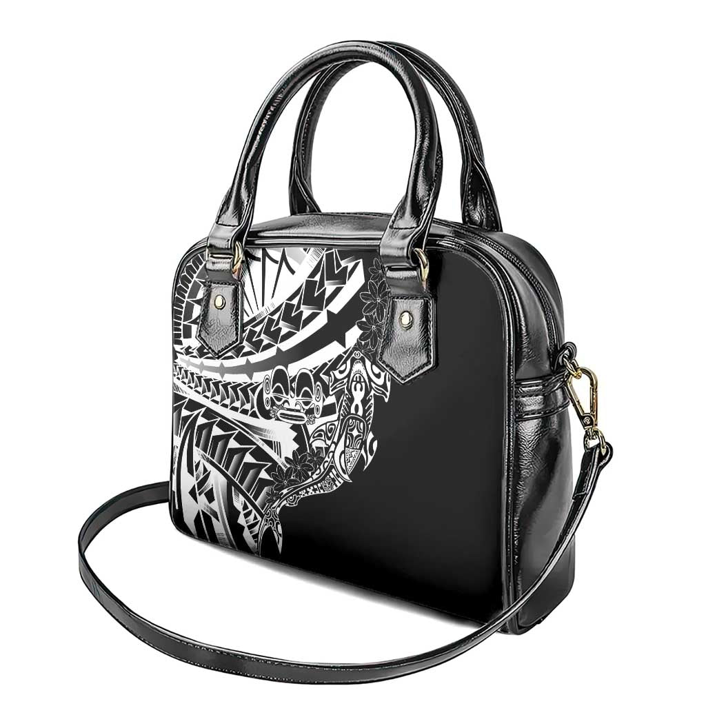 Black White Marquesas Islands Shoulder Handbag Marquesan Matatiki Hammerhead Shark Patutiki LT14 - Polynesian Pride